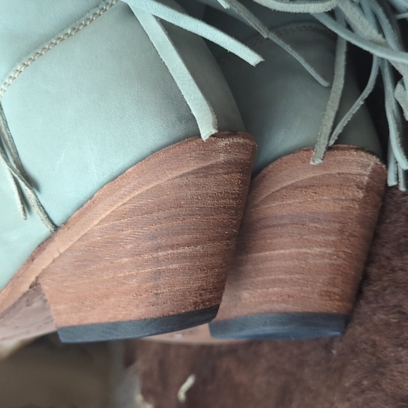 LIBERTY BLACK Vegas Fringed leather boots "Ciel"/Ice Blue LB71124 snip toe sz6.5 - Picture 14 of 16